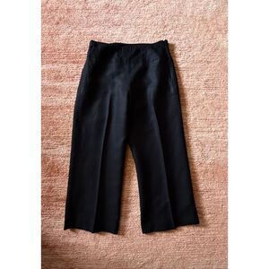 Larry Levine Black Linen Blend Culottes Wide Leg Pants Size 4